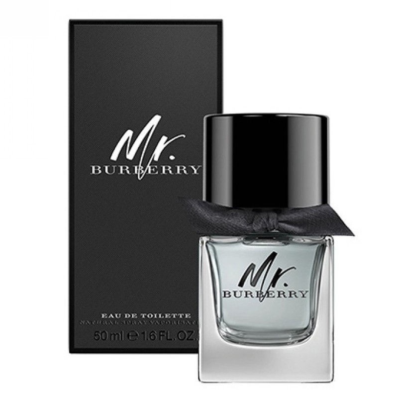 Mr. Burberry perfume bottle and packaging on a white background