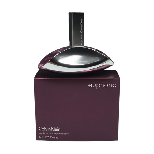 Calvin Klein Euphoria perfume bottle and packaging on a black and white background