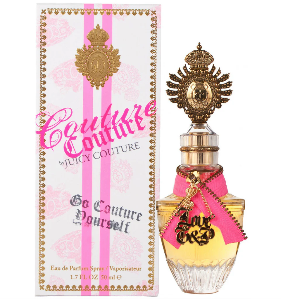 Juicy Couture perfume bottle and packaging on a white background