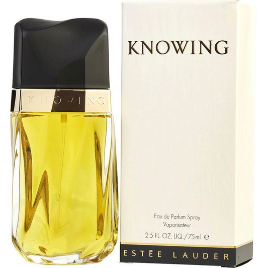 Estée Lauder Knowing perfume bottle and packaging on a white background