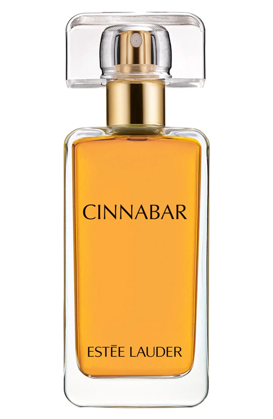 Estée Lauder Cinnabar perfume bottle on a white background