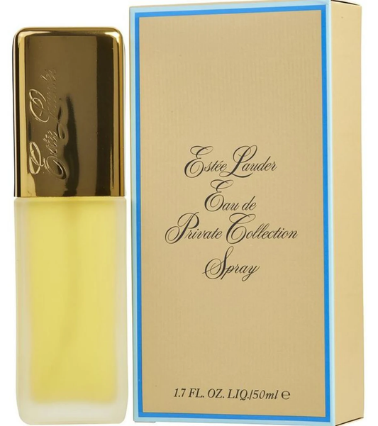 Estée Lauder Eau de Private Collection perfume bottle and packaging on a white background