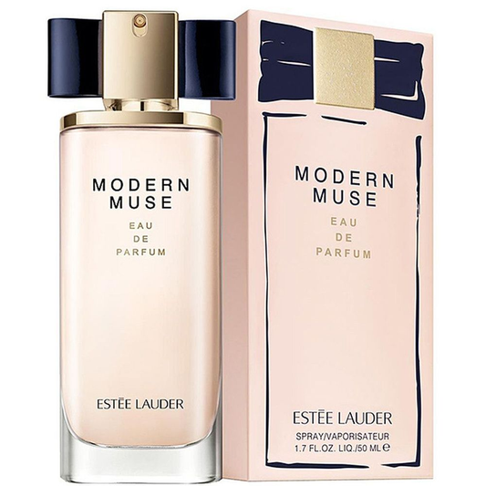 Estée Lauder Modern Muse Eau de Parfum bottle and packaging on a white background