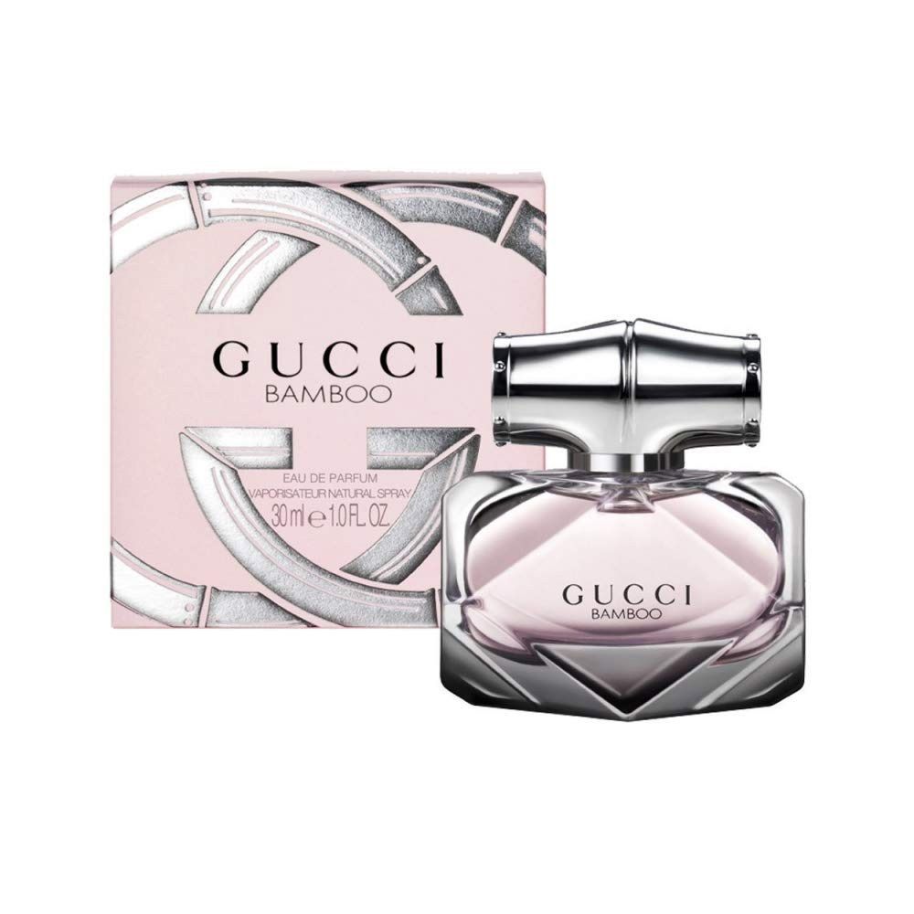Gucci Bamboo perfume bottle and packaging on a white background