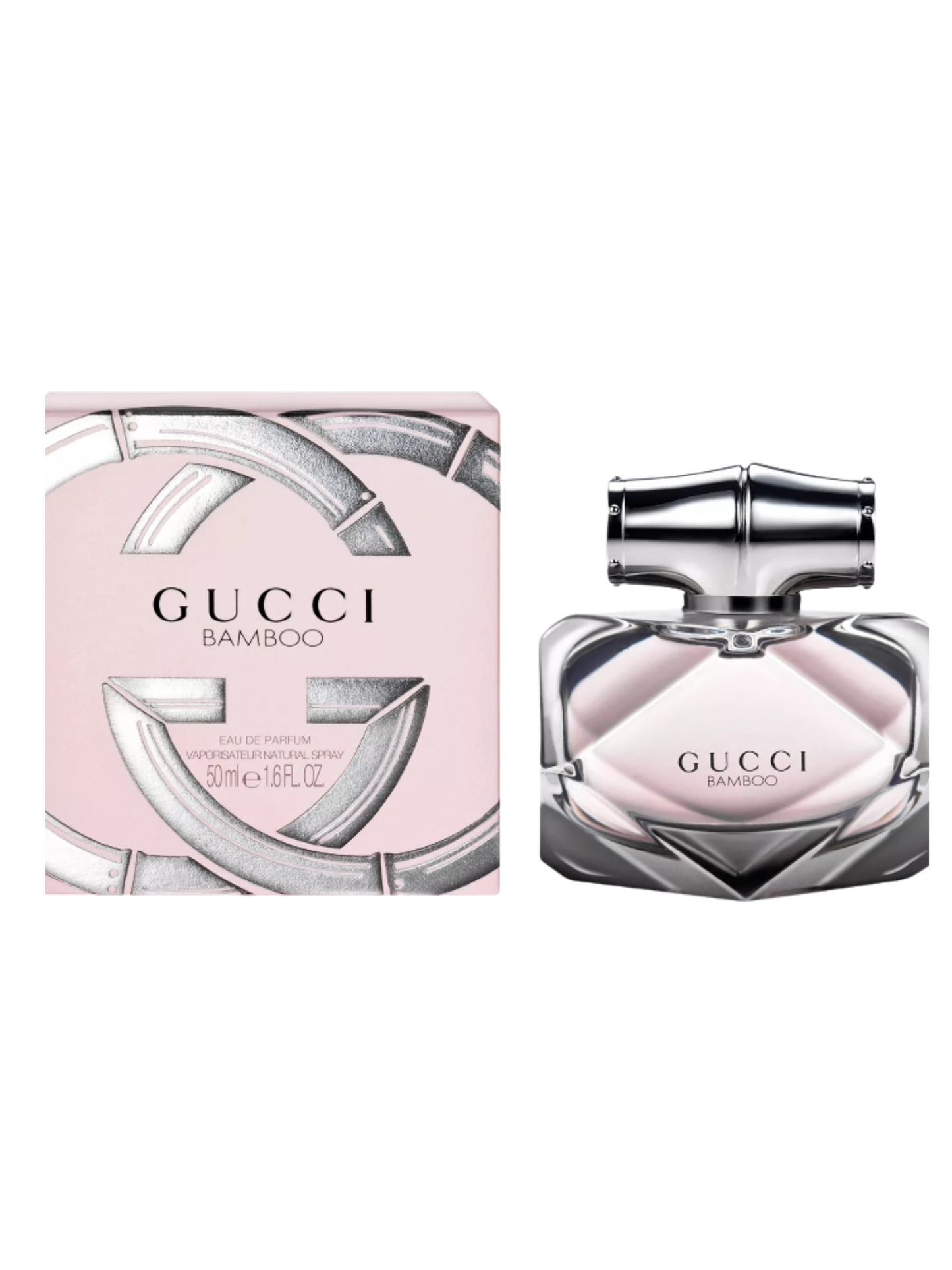 Gucci Bamboo perfume bottle and packaging on a white background
