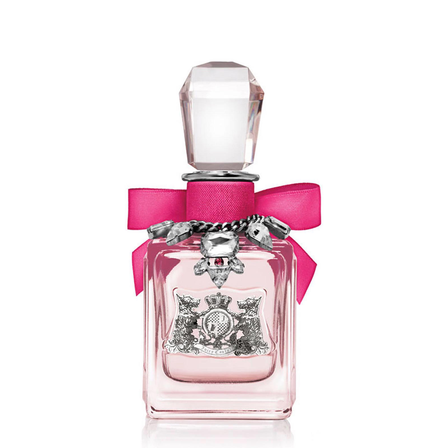 JUICY COUTURE LA LA perfume bottle with a decorative bow on a white background