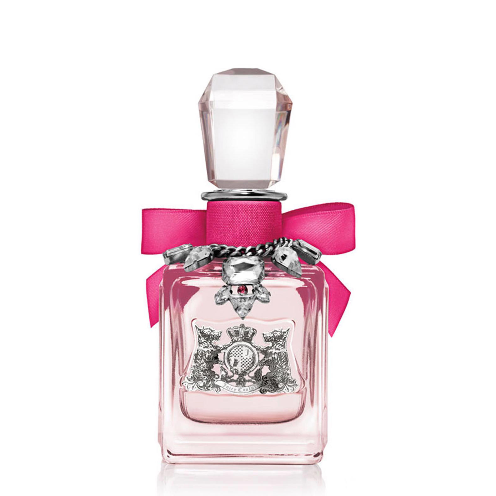 JUICY COUTURE LA LA perfume bottle with a decorative bow on a white background