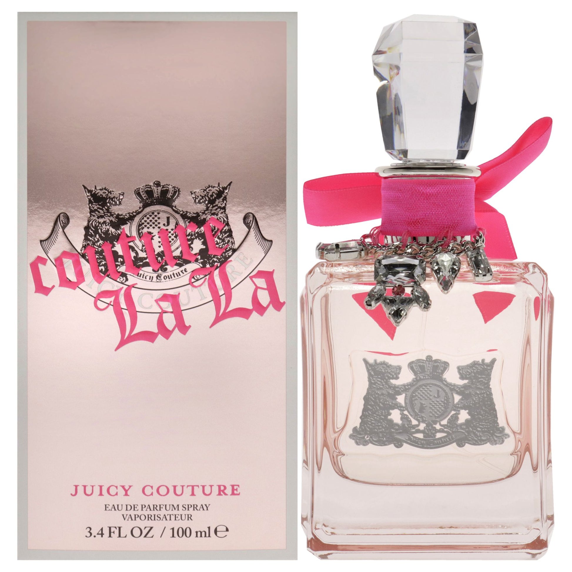 Juicy Couture perfume bottle and packaging on a white background
