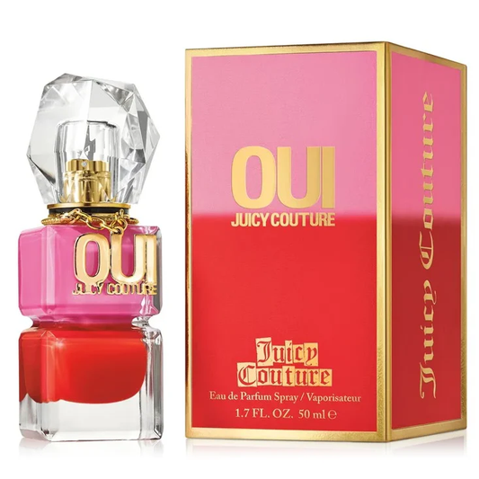 Juicy Couture OUI perfume bottle and packaging on a white background