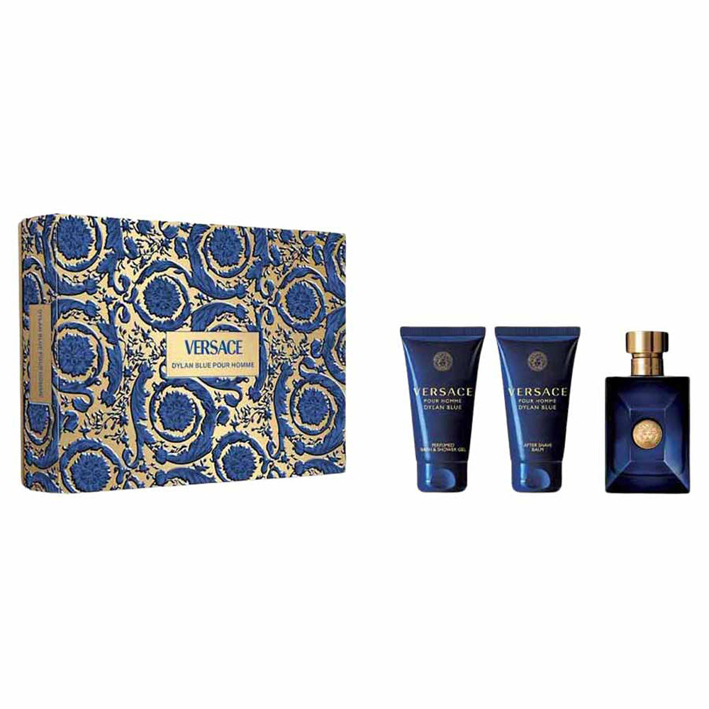 Versace perfume set with decorative box on a white background