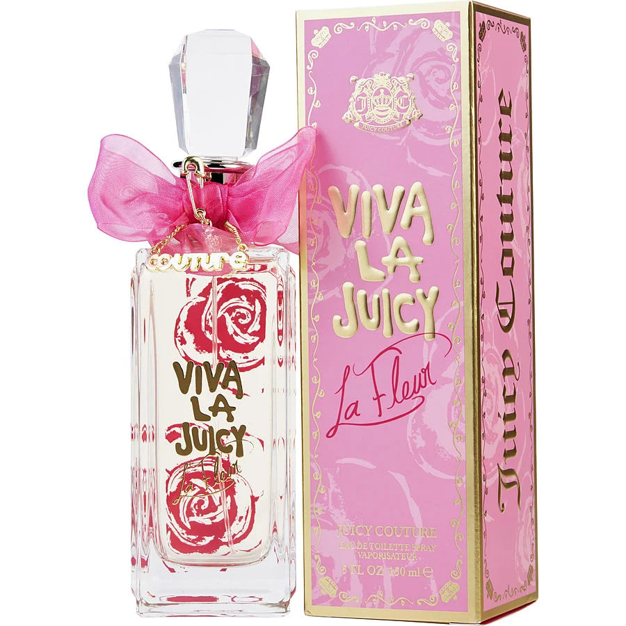 Viva La Juicy perfume bottle and packaging on a white background