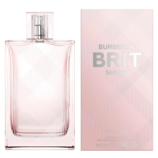 Burberry Brit Sheer perfume bottle and packaging on a white background