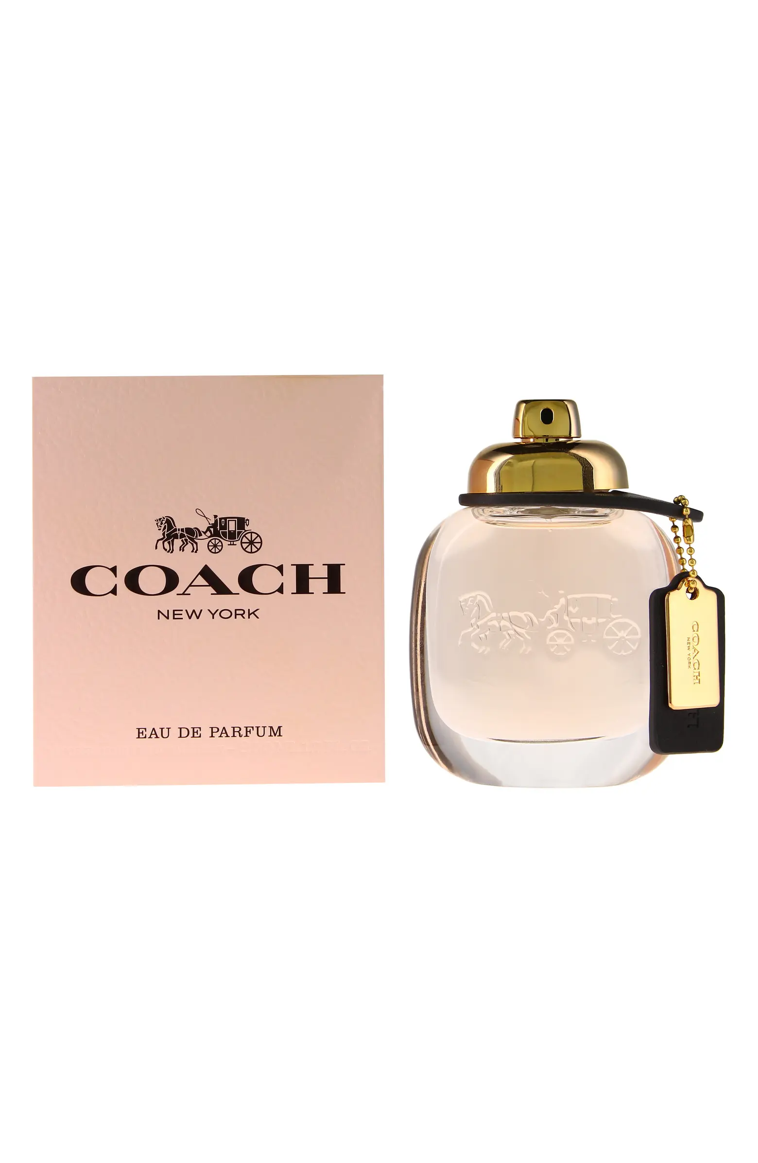 Coach New York Eau de Parfum bottle and packaging on a white background