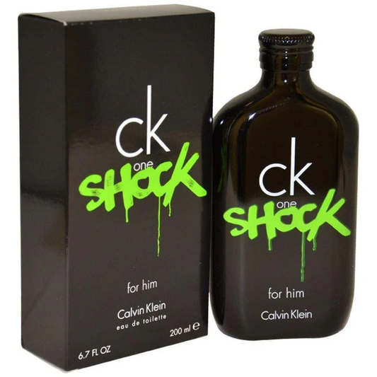 Calvin Klein CK One Shock perfume bottle and packaging on a white background