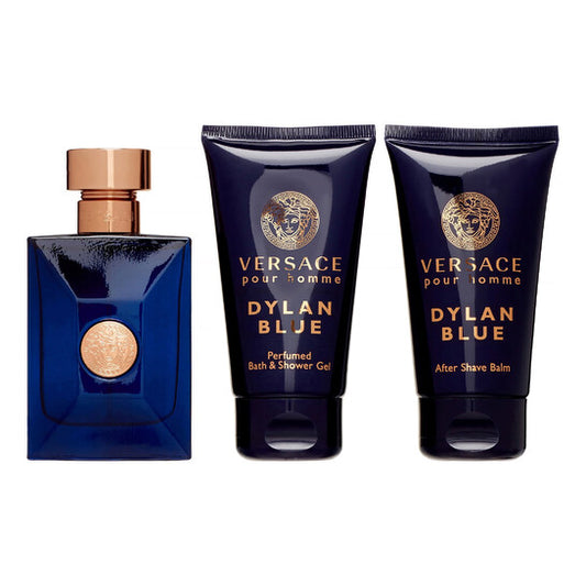VERSACE DYLAN  BLUE Gift/Fragrance Set (MEN)) EDT SPRAY-SHOWER GEL-AFTER SHAVE BALM