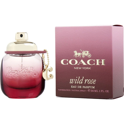 Coach Wild Rose Eau de Parfum bottle and packaging on a white background