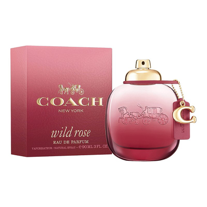 Coach New York Wild Rose Eau de Parfum bottle and packaging on a white background