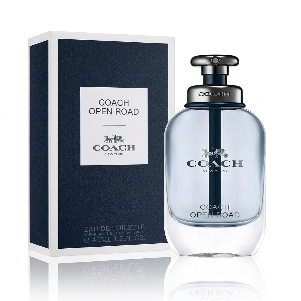 Coach Open Road perfume bottle and packaging on a white background