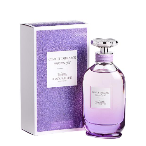 Coach Dreams Midnight perfume bottle and packaging on a white background
