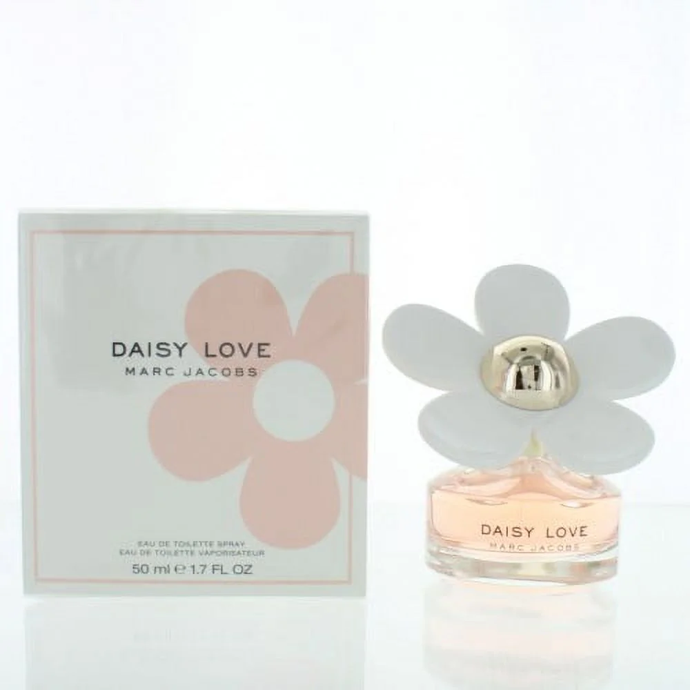 Marc Jacobs Daisy Love perfume bottle and packaging on a white background