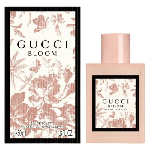 Gucci Bloom perfume bottle with floral design on packaging