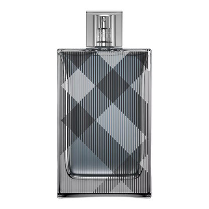 Perfume bottle with checkered pattern on a white background