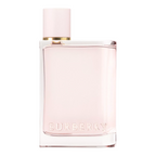 Burberry perfume bottle with pink cap and body on a white background