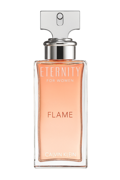 Calvin Klein Eternity Flame perfume bottle on a white background