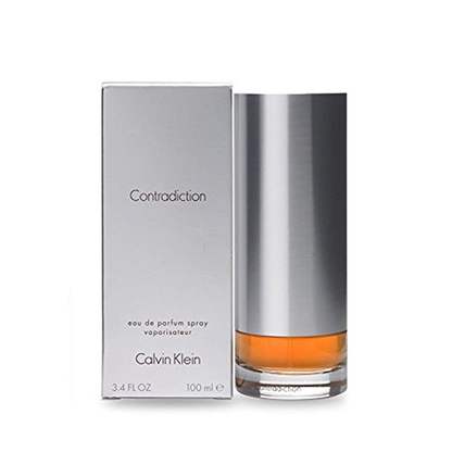 Calvin Klein Contradiction perfume bottle and packaging on a white background