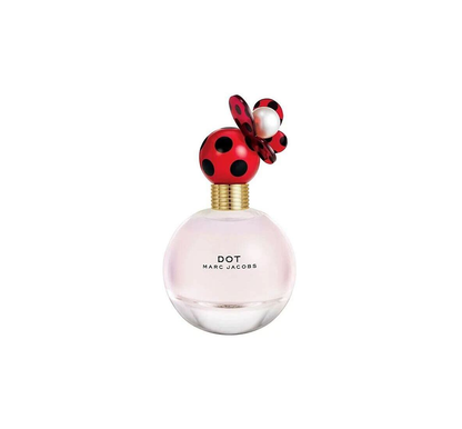 Dot mark jacobs Perfume bottle with ladybug design on a white background