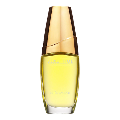 Estée Lauder Beautiful perfume bottle with gold cap on a white background