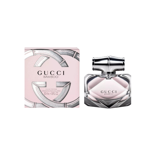 Gucci Bamboo perfume bottle and packaging on a white background