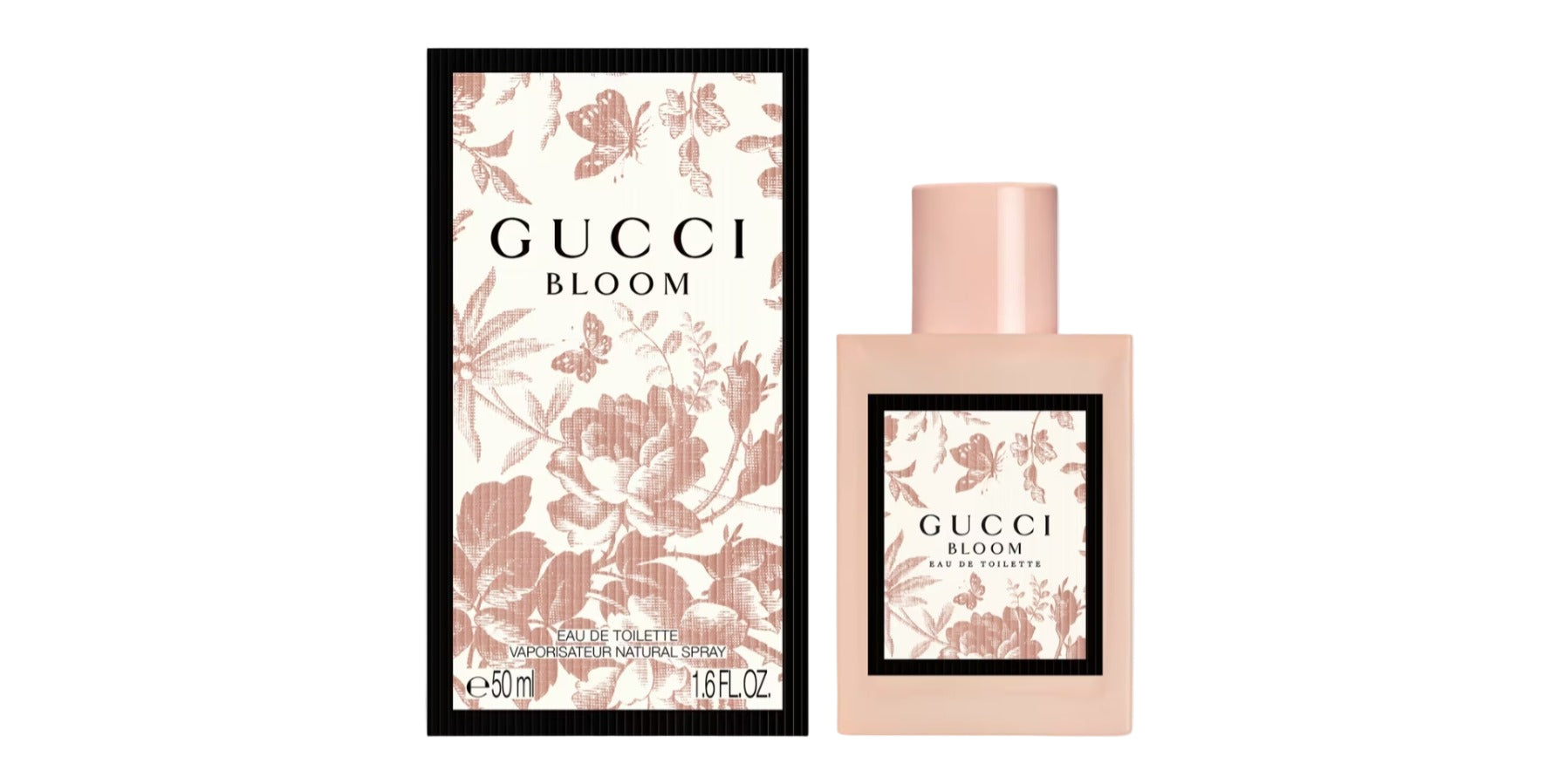 Gucci Bloom perfume bottle with floral design on packaging