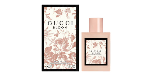Gucci Bloom perfume bottle with floral design on packaging