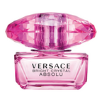 VERSACE BRIGHT CRYSTAL ABSOLU perfume bottle with a diamond-like design on a white background