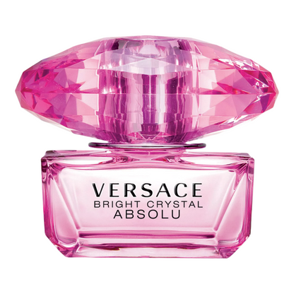 VERSACE BRIGHT CRYSTAL ABSOLU perfume bottle with a diamond-like design on a white background