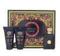 Versace men's grooming set with Dylan Blue theme on a decorative box.