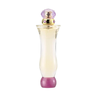Perfume bottle with a decorative cap on a white background