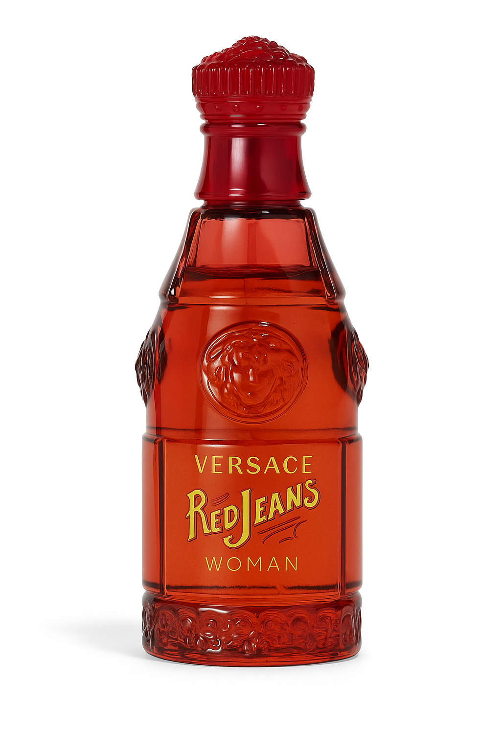 Versace Red Jeans Woman perfume bottle on a white background