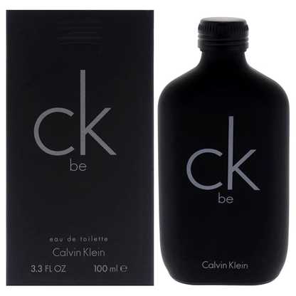 Calvin Klein CK be perfume bottle and packaging on a white background