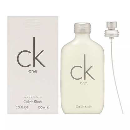 Calvin Klein CK One perfume bottle and packaging on a white background