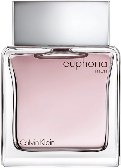 Calvin Klein Euphoria men's perfume bottle with pink gradient and silver cap.