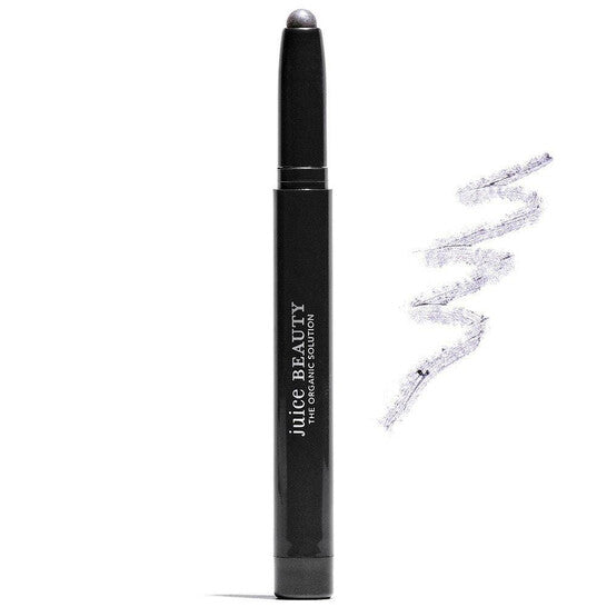 Black eyeliner pen with a white swatch on a white background, featuring the 'Juice Beauty' brand.