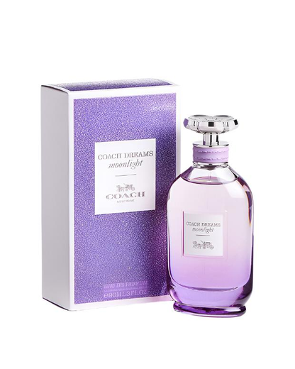 Coach Dreams Midnight perfume bottle and packaging on a white background