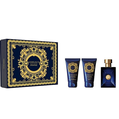 Versace perfume set with decorative packaging on a white background