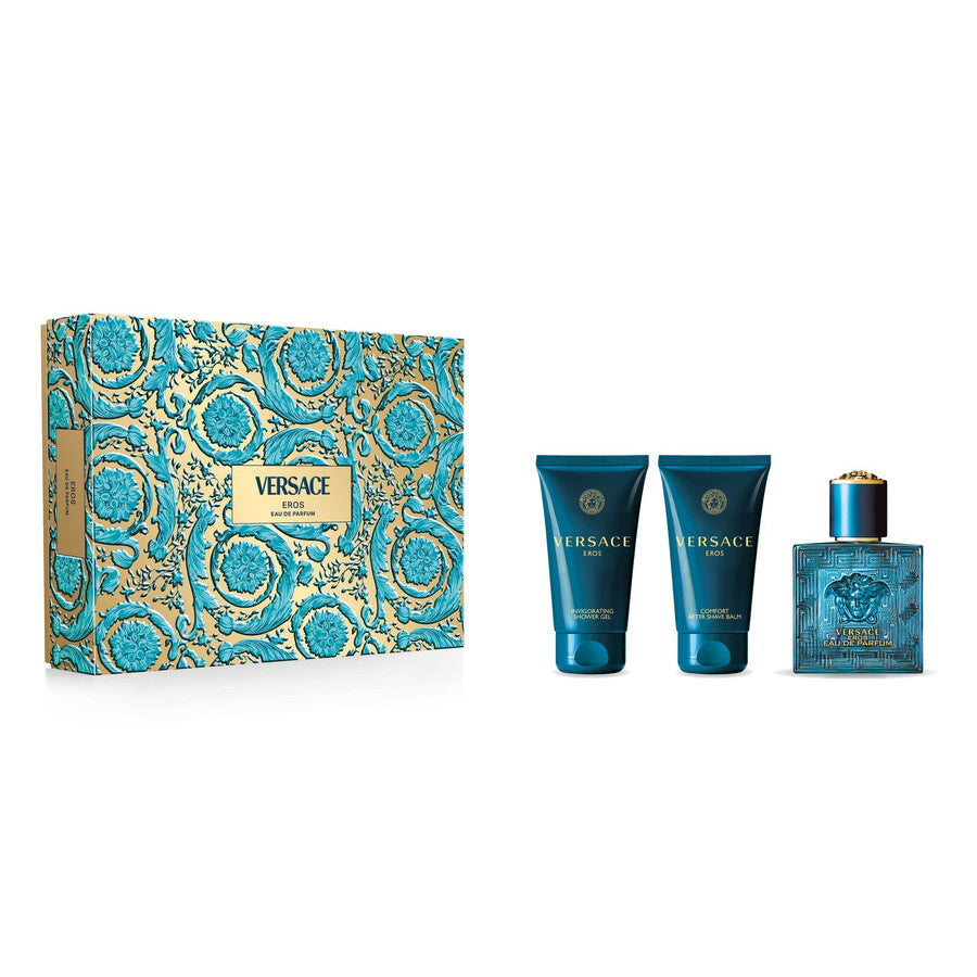 Versace perfume set with decorative box on a white background
