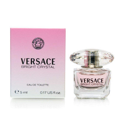 Versace Bright Crystal perfume bottle and packaging on a white background